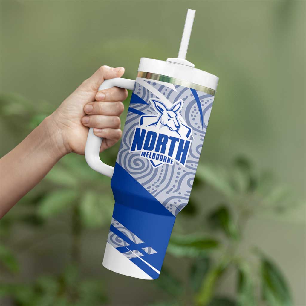 North Melbourne Kangaroos Australian Football Tumbler With Handle Kangaroo Mascot Design With Indigenous Pattern Art