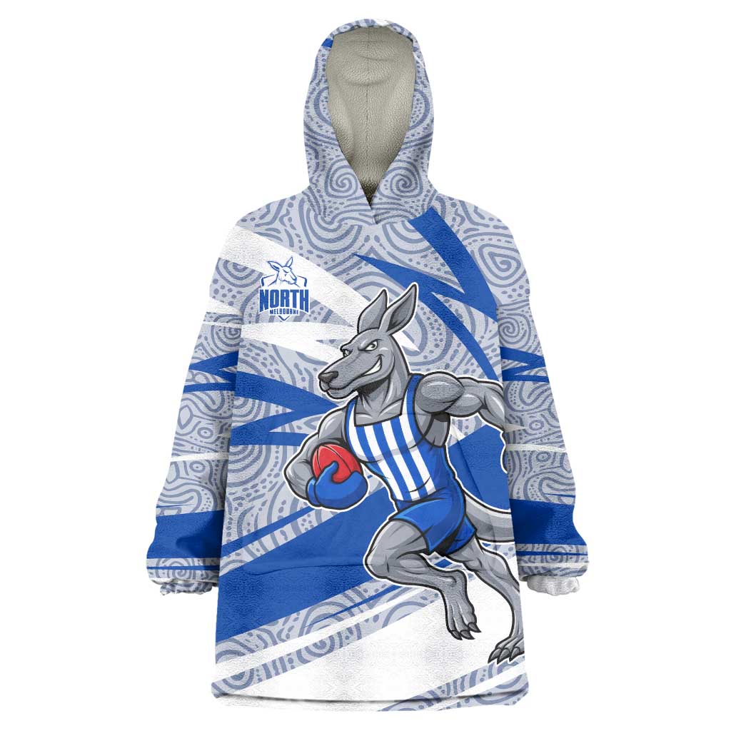 North Melbourne Kangaroos Australian Football Wearable Blanket Hoodie Kangaroo Mascot Design With Indigenous Pattern Art