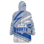 North Melbourne Kangaroos Australian Football Wearable Blanket Hoodie Kangaroo Mascot Design With Indigenous Pattern Art
