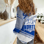 North Melbourne Kangaroos Australian Football Women Casual Shirt Kangaroo Mascot Design With Indigenous Pattern Art