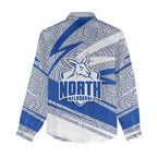North Melbourne Kangaroos Australian Football Women Casual Shirt Kangaroo Mascot Design With Indigenous Pattern Art