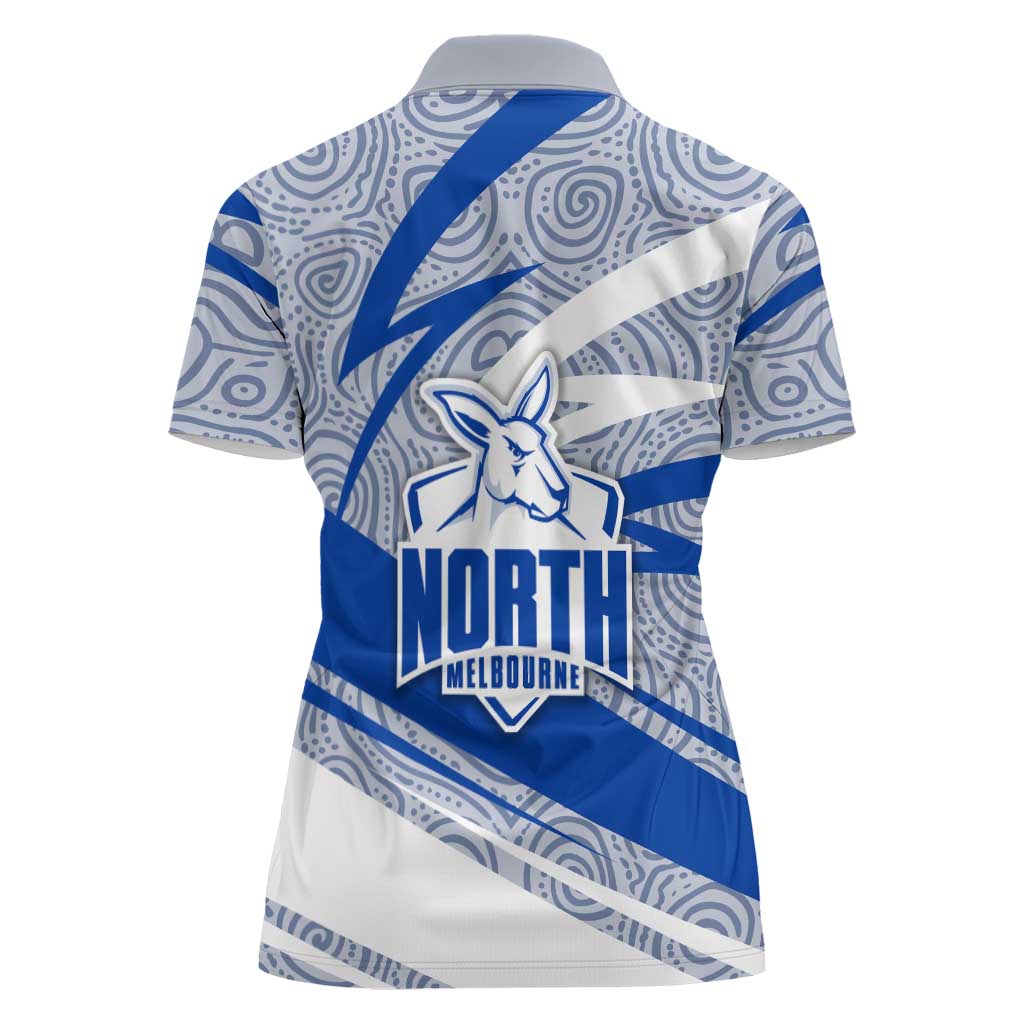 North Melbourne Kangaroos Australian Football Women Polo Shirt Kangaroo Mascot Design With Indigenous Pattern Art