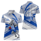 North Melbourne Kangaroos Australian Football Women Polo Shirt Kangaroo Mascot Design With Indigenous Pattern Art