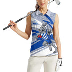 North Melbourne Kangaroos Australian Football Women Sleeveless Polo Shirt Kangaroo Mascot Design With Indigenous Pattern Art