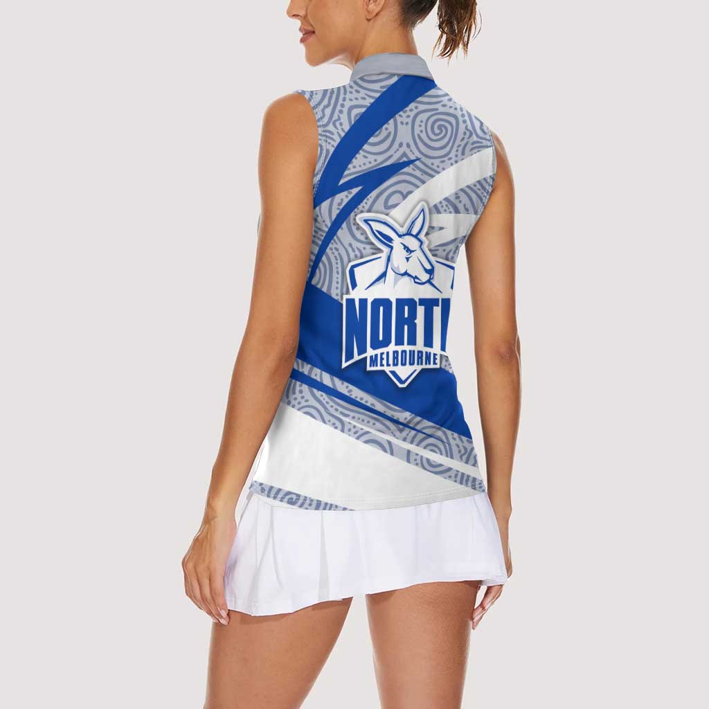 North Melbourne Kangaroos Australian Football Women Sleeveless Polo Shirt Kangaroo Mascot Design With Indigenous Pattern Art