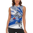 North Melbourne Kangaroos Australian Football Women Sleeveless Polo Shirt Kangaroo Mascot Design With Indigenous Pattern Art