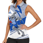North Melbourne Kangaroos Australian Football Women Sleeveless Polo Shirt Kangaroo Mascot Design With Indigenous Pattern Art
