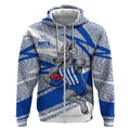 North Melbourne Kangaroos Australian Football Zip Hoodie Kangaroo Mascot Design With Indigenous Pattern Art