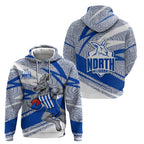 North Melbourne Kangaroos Australian Football Zip Hoodie Kangaroo Mascot Design With Indigenous Pattern Art