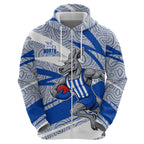 North Melbourne Kangaroos Australian Football Zip Hoodie Kangaroo Mascot Design With Indigenous Pattern Art