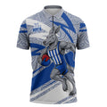 North Melbourne Kangaroos Australian Football Zipper Polo Shirt Kangaroo Mascot Design With Indigenous Pattern Art