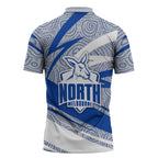 North Melbourne Kangaroos Australian Football Zipper Polo Shirt Kangaroo Mascot Design With Indigenous Pattern Art