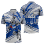 North Melbourne Kangaroos Australian Football Zipper Polo Shirt Kangaroo Mascot Design With Indigenous Pattern Art