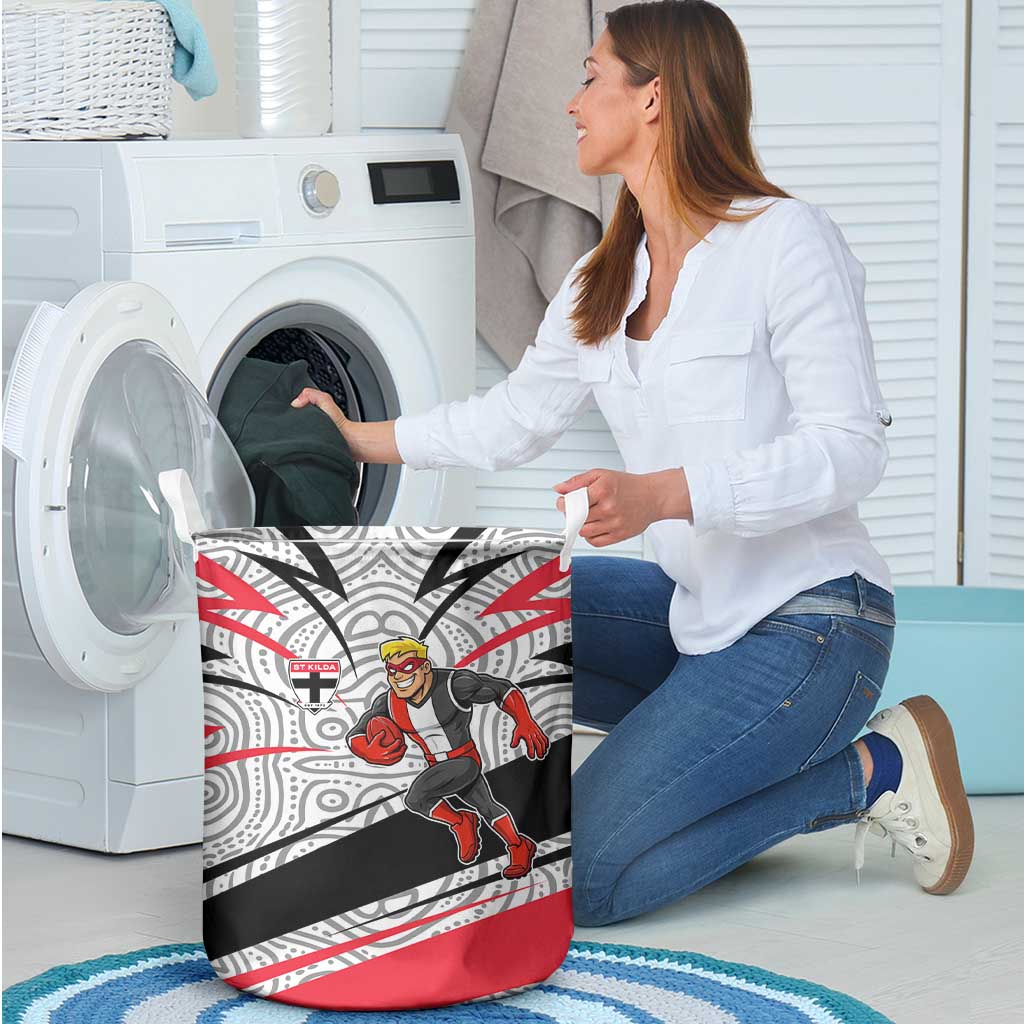 St Kilda Saints Australian Football Laundry Basket Superhero Mascot Art With Indigenous Pattern Art