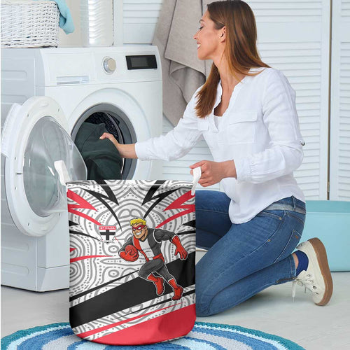 St Kilda Saints Australian Football Laundry Basket Superhero Mascot Art With Indigenous Pattern Art