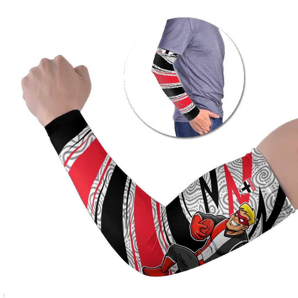 St Kilda Saints Australian Football Arm Sleeves Superhero Mascot Art With Indigenous Pattern Art