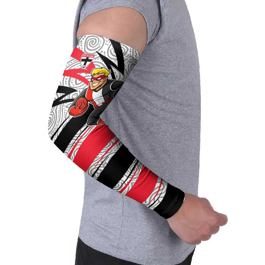 St Kilda Saints Australian Football Arm Sleeves Superhero Mascot Art With Indigenous Pattern Art