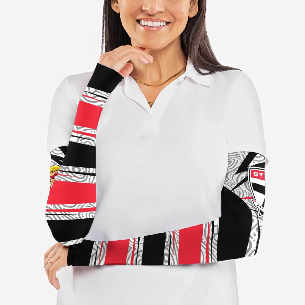 St Kilda Saints Australian Football Arm Sleeves Superhero Mascot Art With Indigenous Pattern Art