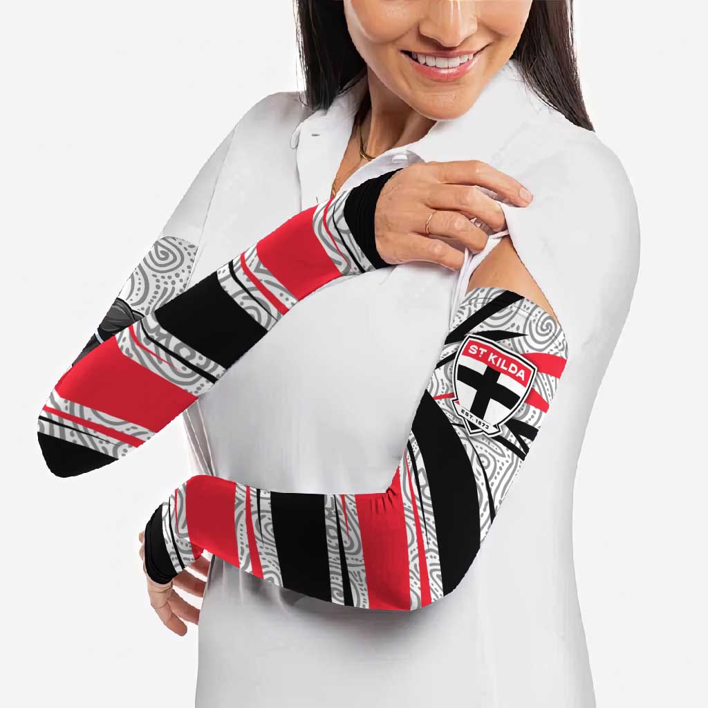 St Kilda Saints Australian Football Arm Sleeves Superhero Mascot Art With Indigenous Pattern Art