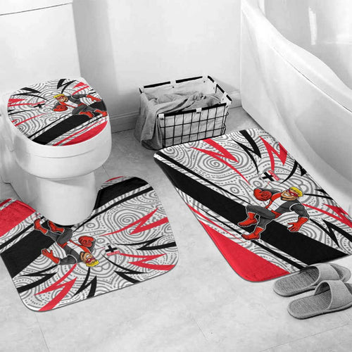 St Kilda Saints Australian Football Bathroom Set Superhero Mascot Art With Indigenous Pattern Art