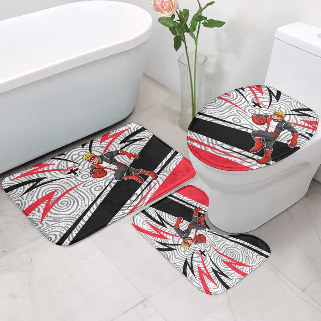 St Kilda Saints Australian Football Bathroom Set Superhero Mascot Art With Indigenous Pattern Art