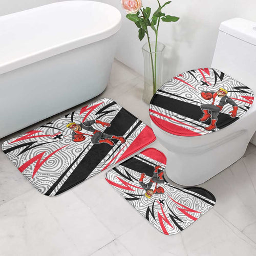 St Kilda Saints Australian Football Bathroom Set Superhero Mascot Art With Indigenous Pattern Art