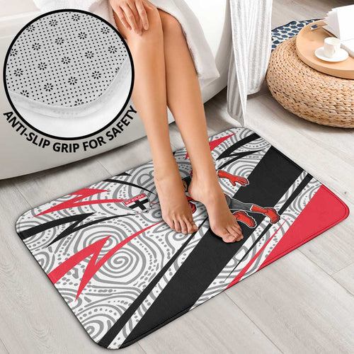 St Kilda Saints Australian Football Bathroom Set Superhero Mascot Art With Indigenous Pattern Art