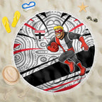 St Kilda Saints Australian Football Beach Blanket Superhero Mascot Art With Indigenous Pattern Art