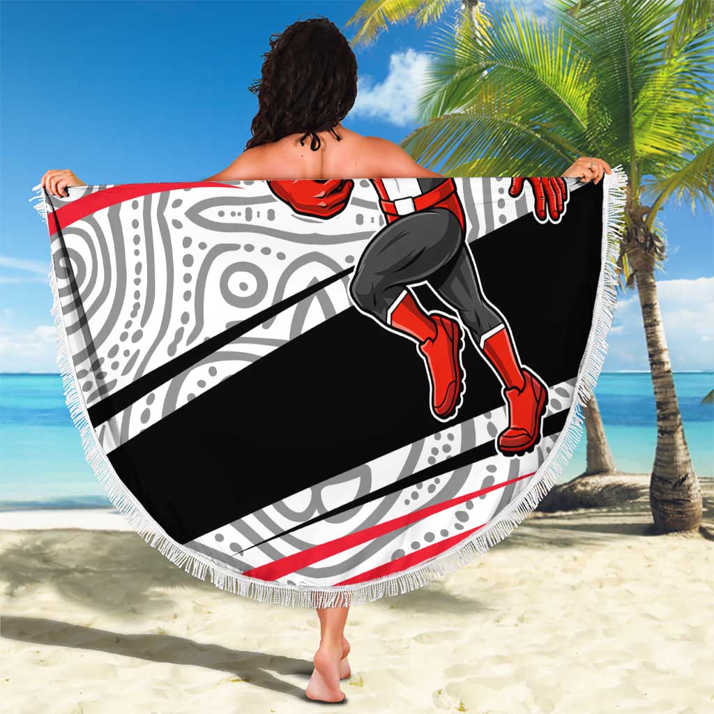 St Kilda Saints Australian Football Beach Blanket Superhero Mascot Art With Indigenous Pattern Art