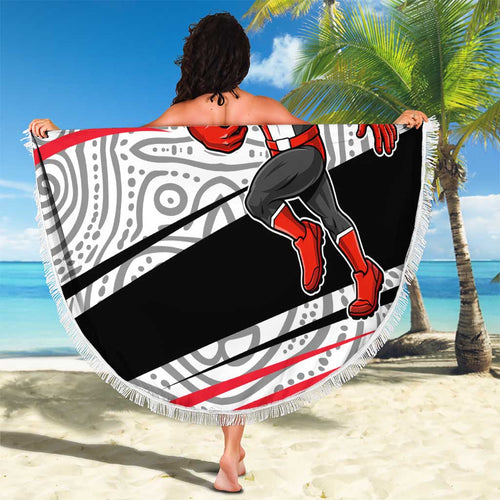 St Kilda Saints Australian Football Beach Blanket Superhero Mascot Art With Indigenous Pattern Art