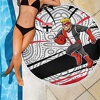 St Kilda Saints Australian Football Beach Blanket Superhero Mascot Art With Indigenous Pattern Art
