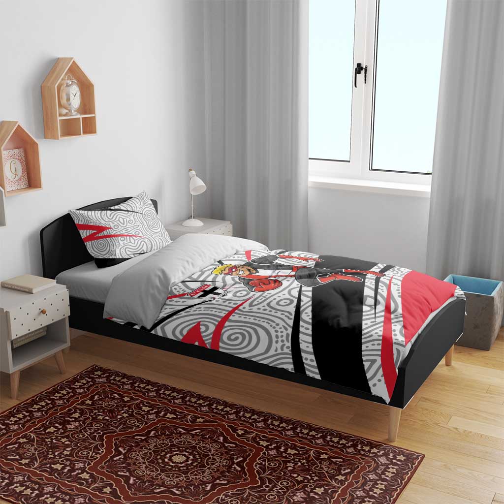 St Kilda Saints Australian Football Bedding Set Superhero Mascot Art With Indigenous Pattern Art