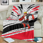 St Kilda Saints Australian Football Blanket Superhero Mascot Art With Indigenous Pattern Art
