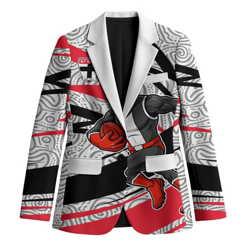 St Kilda Saints Australian Football Blazer Superhero Mascot Art With Indigenous Pattern Art