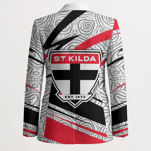 St Kilda Saints Australian Football Blazer Superhero Mascot Art With Indigenous Pattern Art
