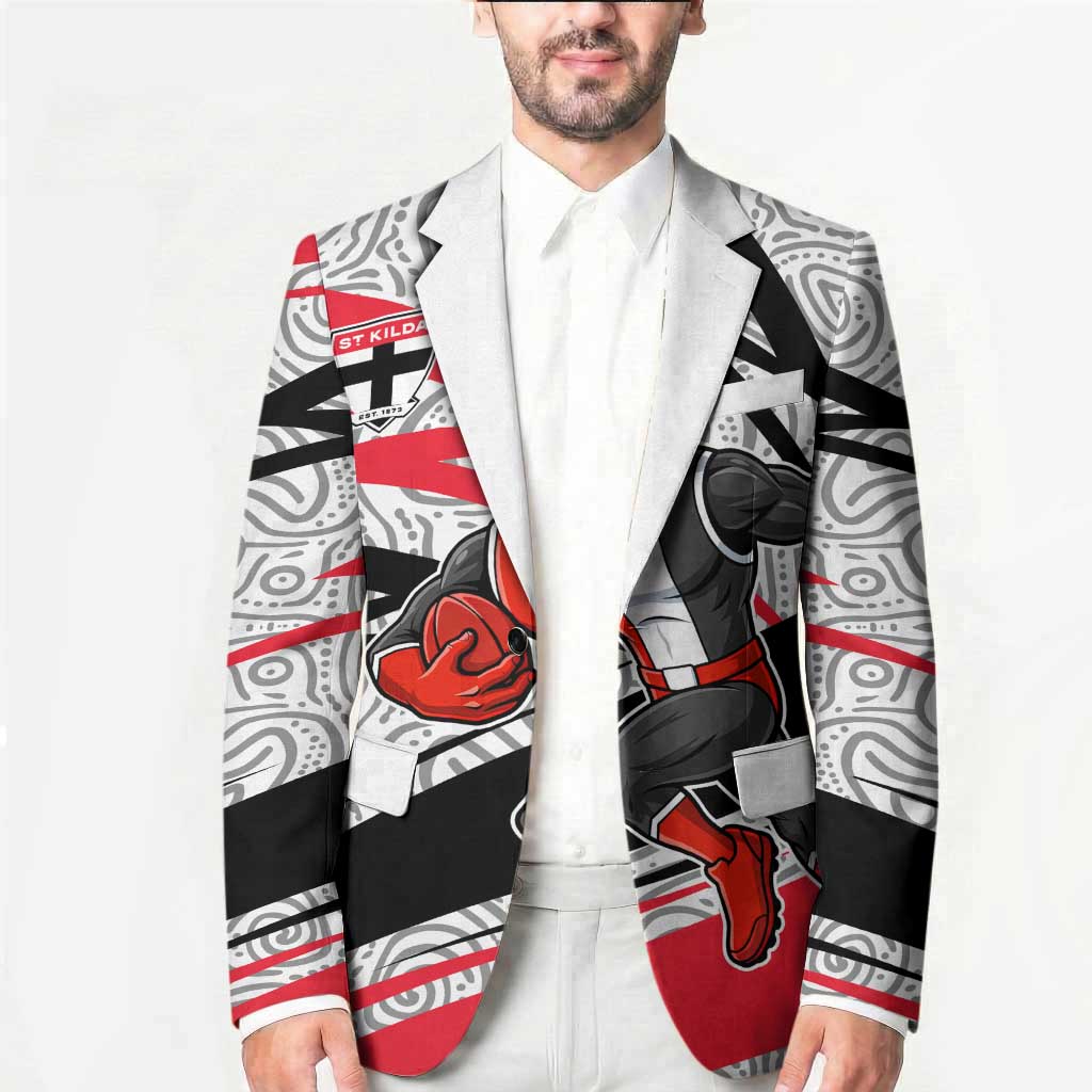 St Kilda Saints Australian Football Blazer Superhero Mascot Art With Indigenous Pattern Art