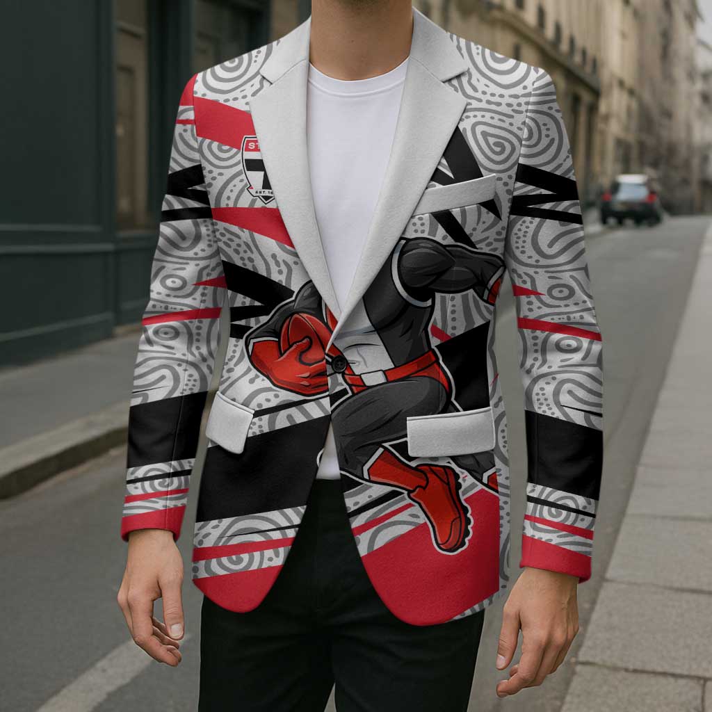 St Kilda Saints Australian Football Blazer Superhero Mascot Art With Indigenous Pattern Art