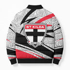 St Kilda Saints Australian Football Bomber Puffer Jacket Superhero Mascot Art With Indigenous Pattern Art