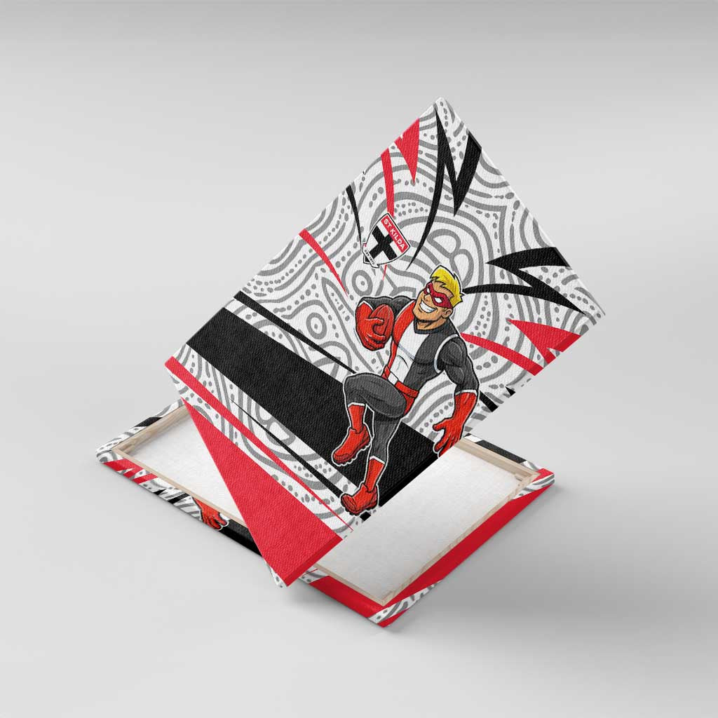 St Kilda Saints Australian Football Canvas Wall Art Superhero Mascot Art With Indigenous Pattern Art