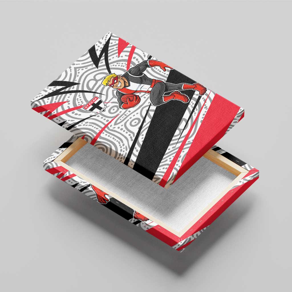 St Kilda Saints Australian Football Canvas Wall Art Superhero Mascot Art With Indigenous Pattern Art