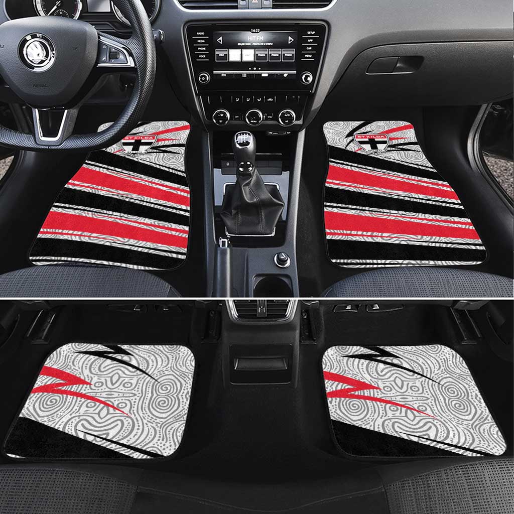 St Kilda Saints Australian Football Car Mats Superhero Mascot Art With Indigenous Pattern Art