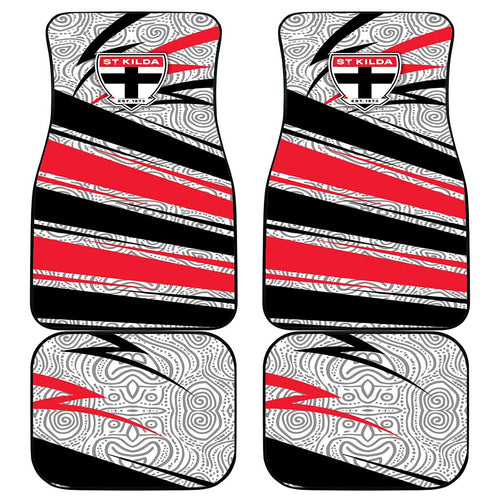 St Kilda Saints Australian Football Car Mats Superhero Mascot Art With Indigenous Pattern Art