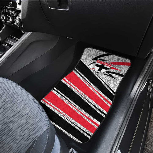 St Kilda Saints Australian Football Car Mats Superhero Mascot Art With Indigenous Pattern Art