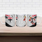 St Kilda Saints Australian Football Ceramic Mug Superhero Mascot Art With Indigenous Pattern Art