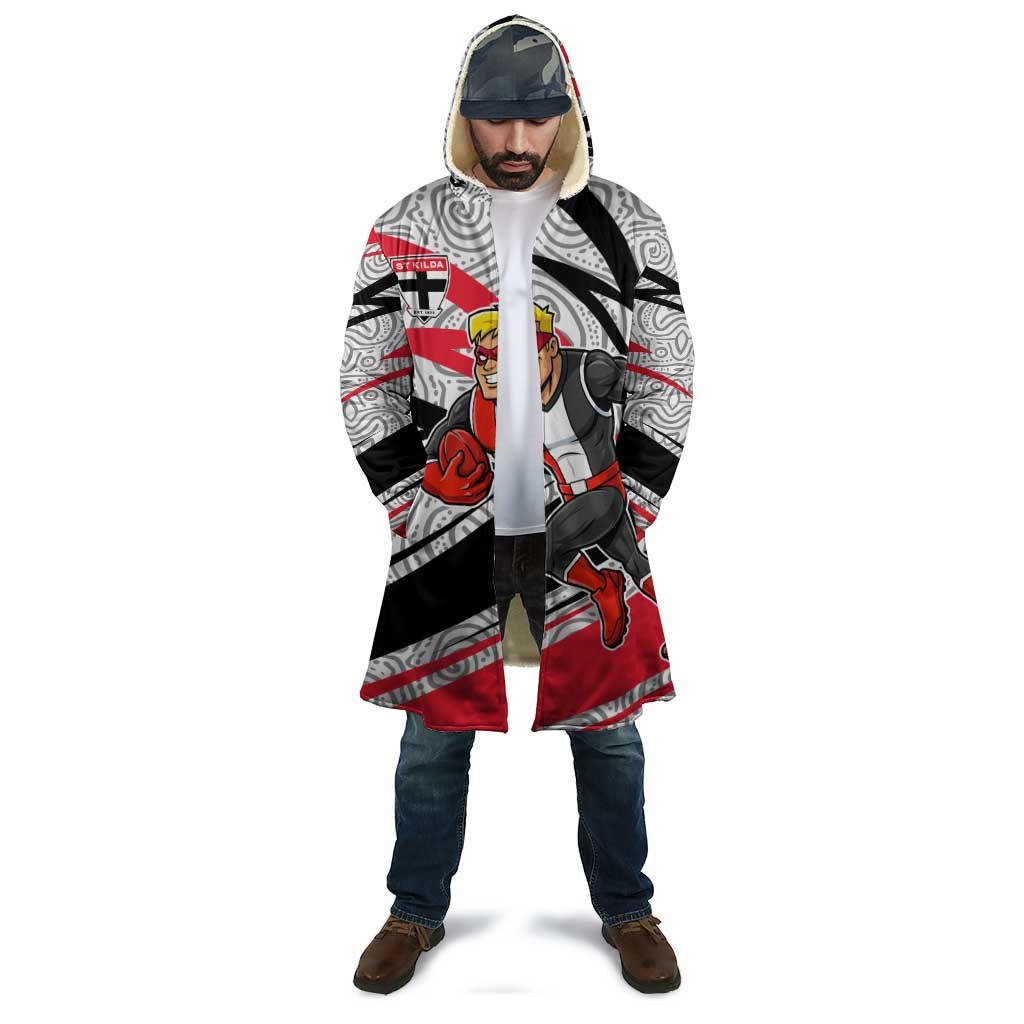 St Kilda Saints Australian Football Cloak Superhero Mascot Art With Indigenous Pattern Art