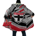St Kilda Saints Australian Football Cloak Superhero Mascot Art With Indigenous Pattern Art