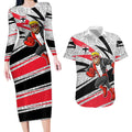 St Kilda Saints Australian Football Couples Matching Long Sleeve Bodycon Dress and Hawaiian Shirt Superhero Mascot Art With Indigenous Pattern Art