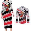 St Kilda Saints Australian Football Couples Matching Long Sleeve Bodycon Dress and Long Sleeve Button Shirt Superhero Mascot Art With Indigenous Pattern Art