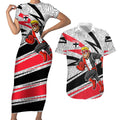 St Kilda Saints Australian Football Couples Matching Short Sleeve Bodycon Dress and Hawaiian Shirt Superhero Mascot Art With Indigenous Pattern Art