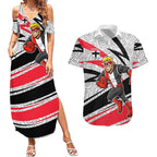 St Kilda Saints Australian Football Couples Matching Summer Maxi Dress and Hawaiian Shirt Superhero Mascot Art With Indigenous Pattern Art